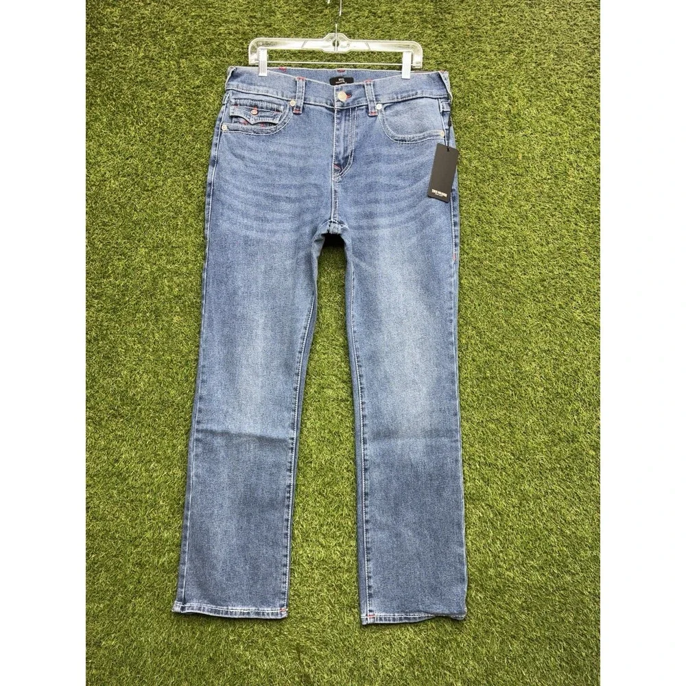 True Religion Jeans Mens 34x32 Billy Relaxed Bootcut Big T Flap Denim 700519 NWT